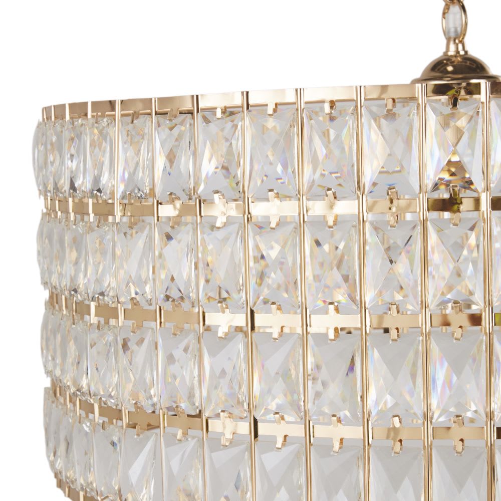 Suspension tambour en verre et metal doré - Maisons du Monde