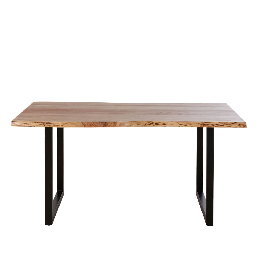 Table à manger en bois d'acacia et acier noir, L160 cm