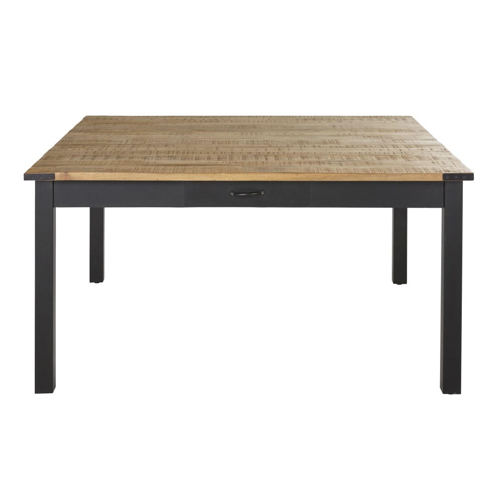 Table à manger en bois de manguier massif et acier noir 8/10 personnes L145