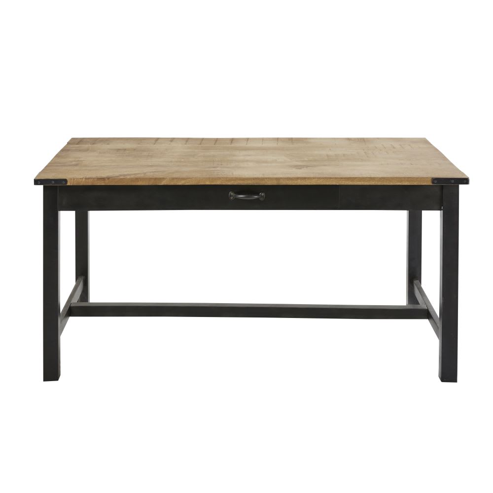 Table à manger en manguier et acier 6/8 personnes L160