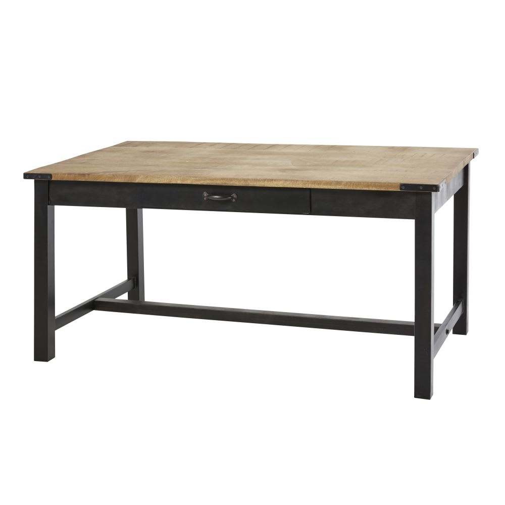 Table à manger en manguier et métal 6/8 personnes L160