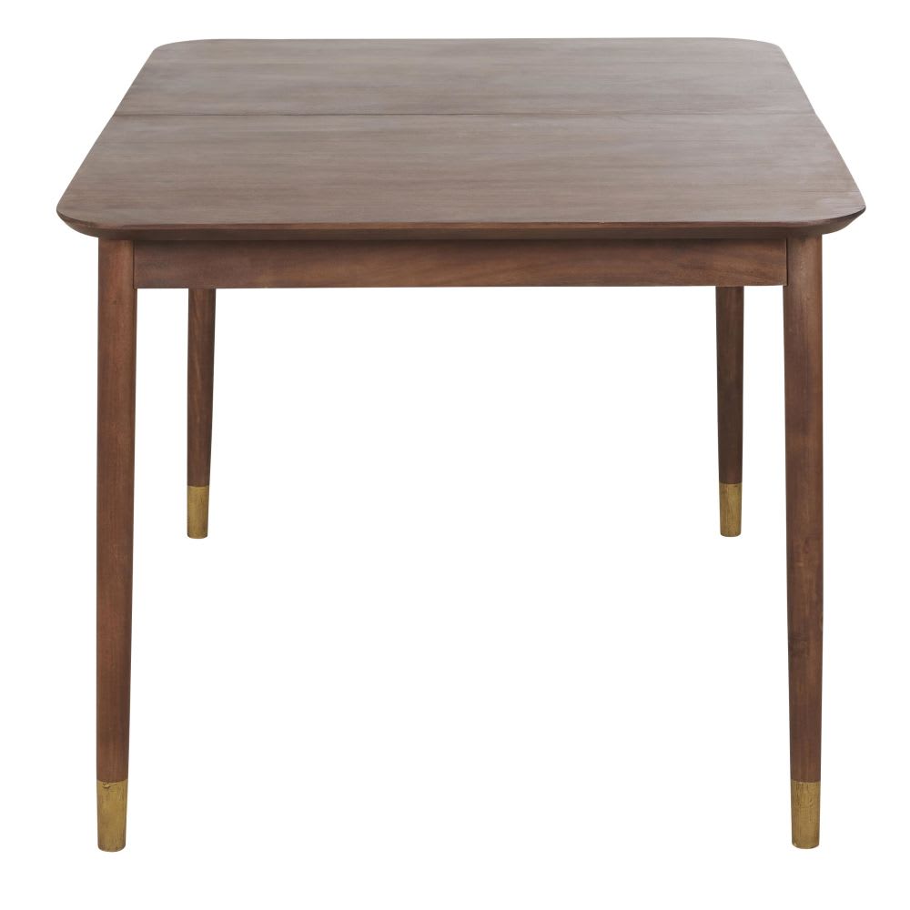 Table à manger extensible en bois d'acacia massif et laiton finition vieillie 6/8 personnes L140/176 — vue 3