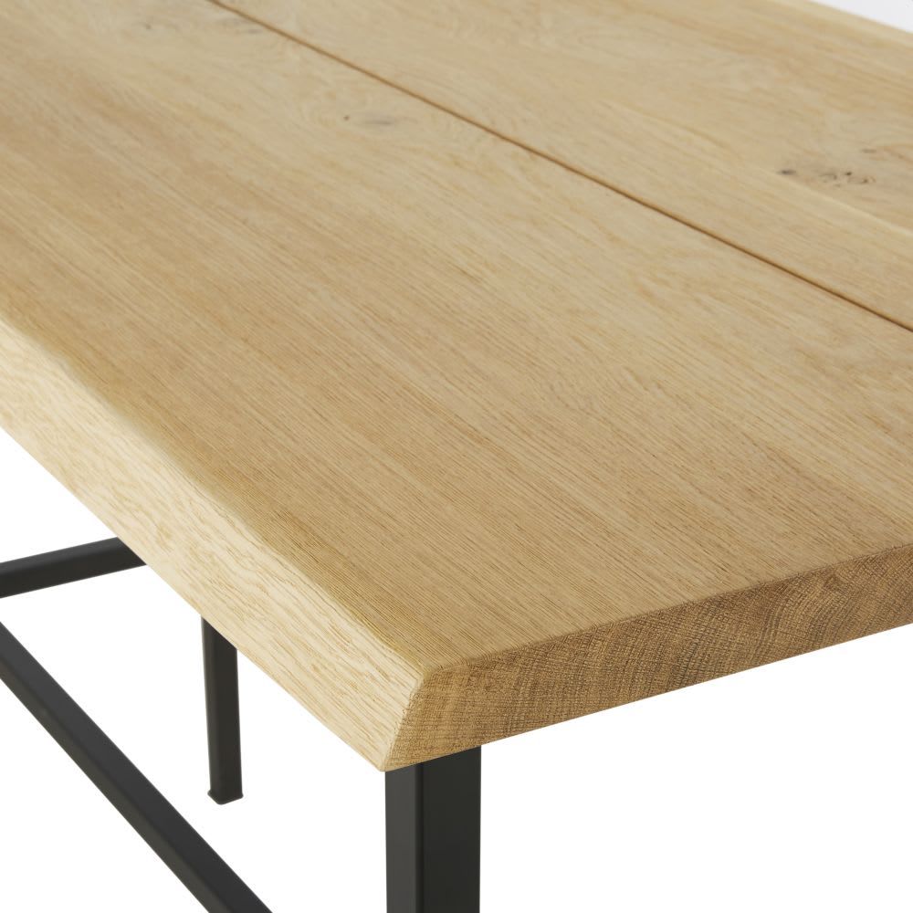 Table à manger haute professionnelle en chêne et acier noir L175 — vue 4