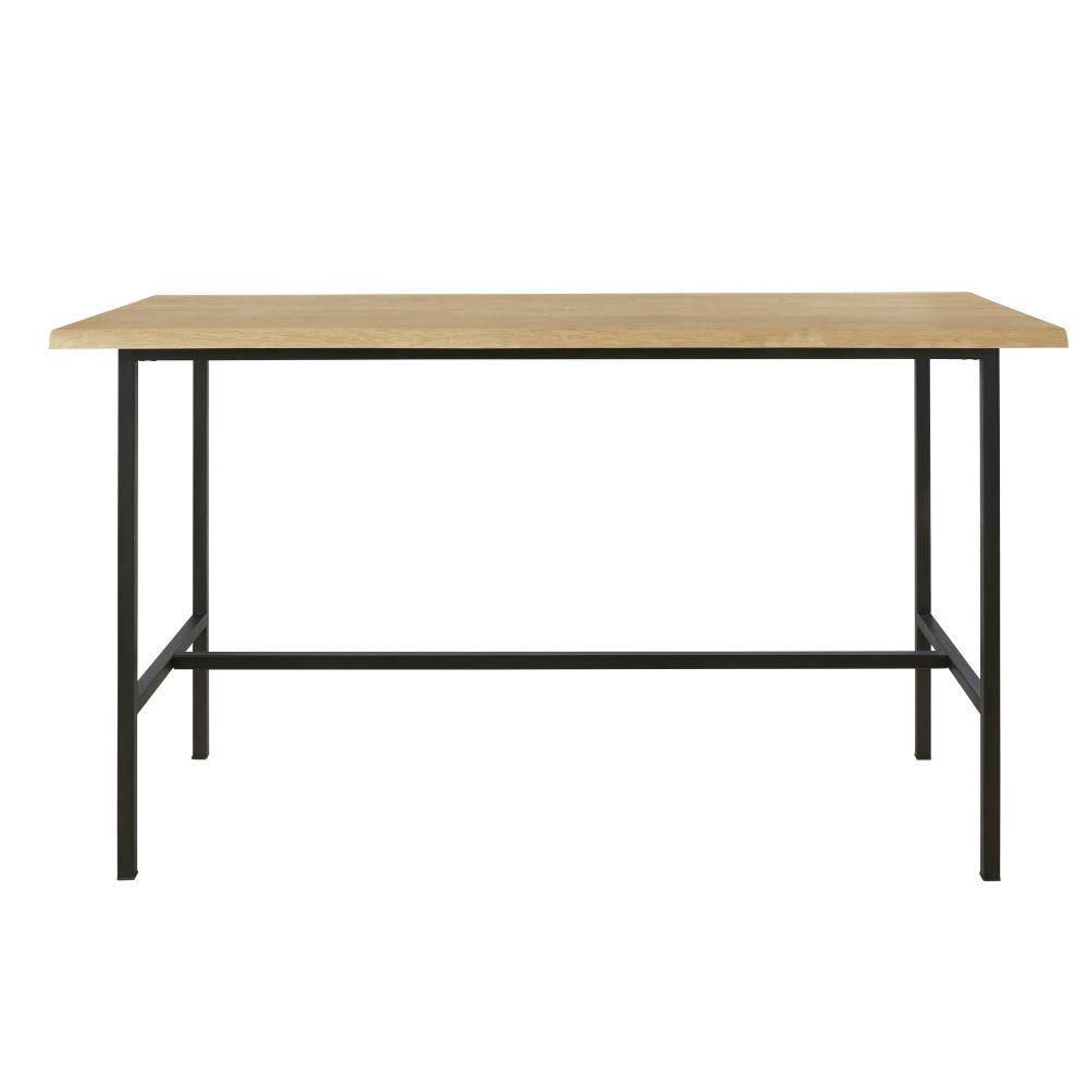 Table à manger haute professionnelle en chêne et métal noir L175