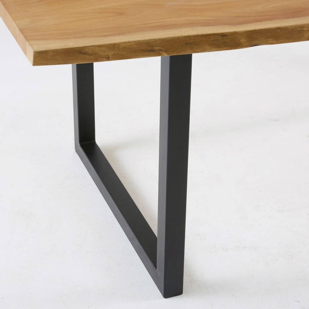 Table à manger industrielle en bois d'acacia et métal noir 8/10 personnes L200
