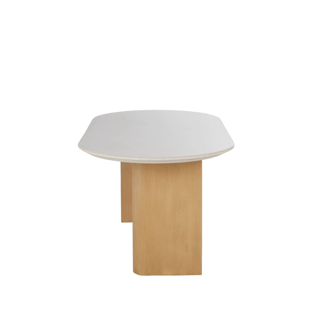 Table à manger ovale en marbre blanc effet travertin 8 personnes L180 - Maisons du Monde