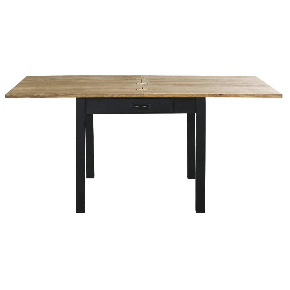 Table à manger pliante en bois de manguier massif et acier noir 6/8 personnes L90/180 — vue 3