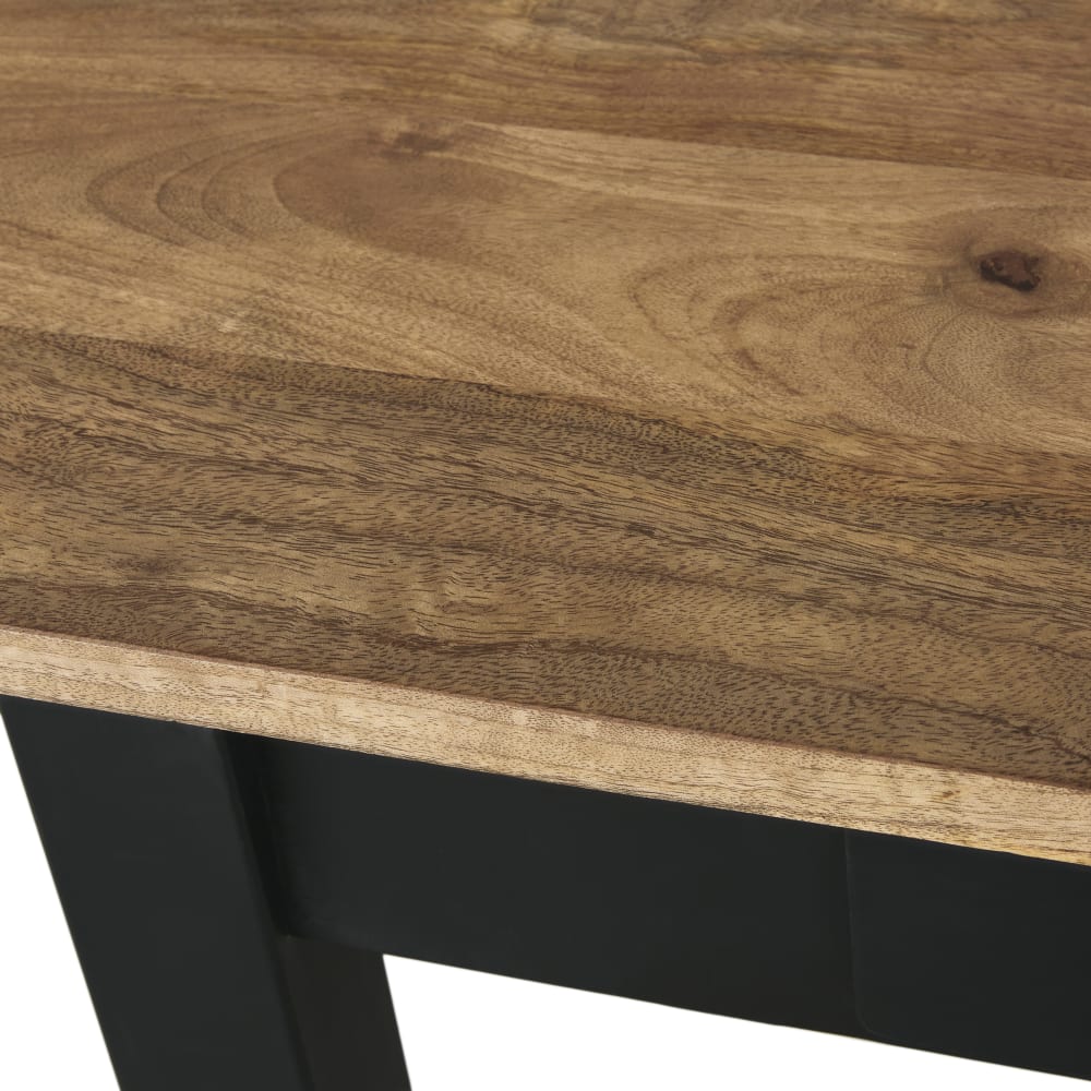 Table à manger pliante en bois de manguier massif et acier noir 6/8 personnes L90/180 — vue 4
