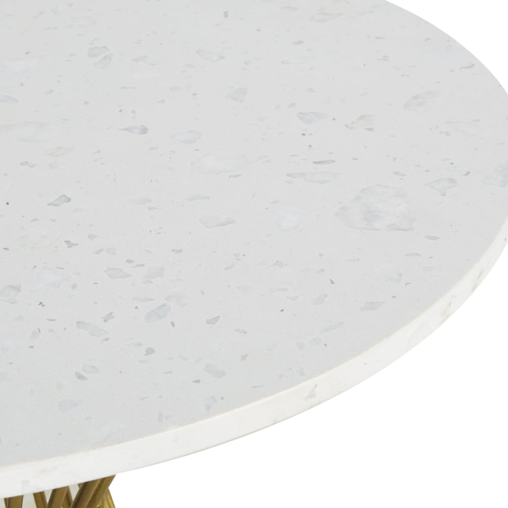 Table à manger professionnelle en terrazzo blanc et métal coloris laiton 2 personnes D70 — vue 3