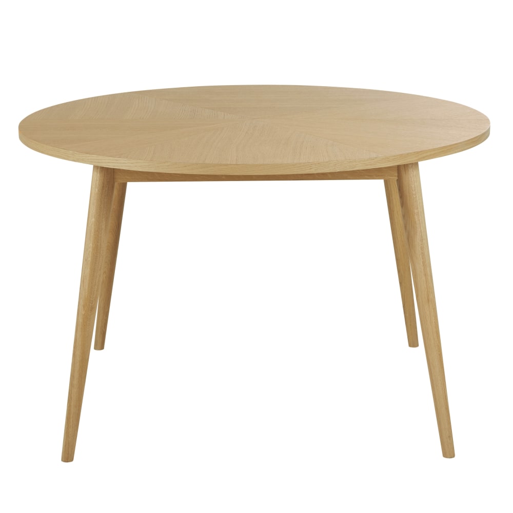 Table à manger ronde en bois de chêne massif et placage chêne, Ø120 cm