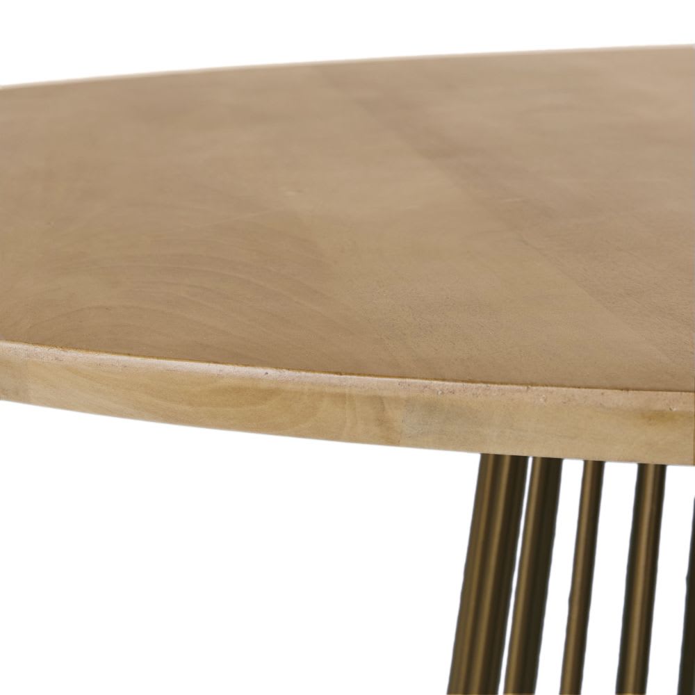 Table à manger ronde en bois de manguier et métal coloris laiton 4/6 personnes D140 - Maisons du Monde