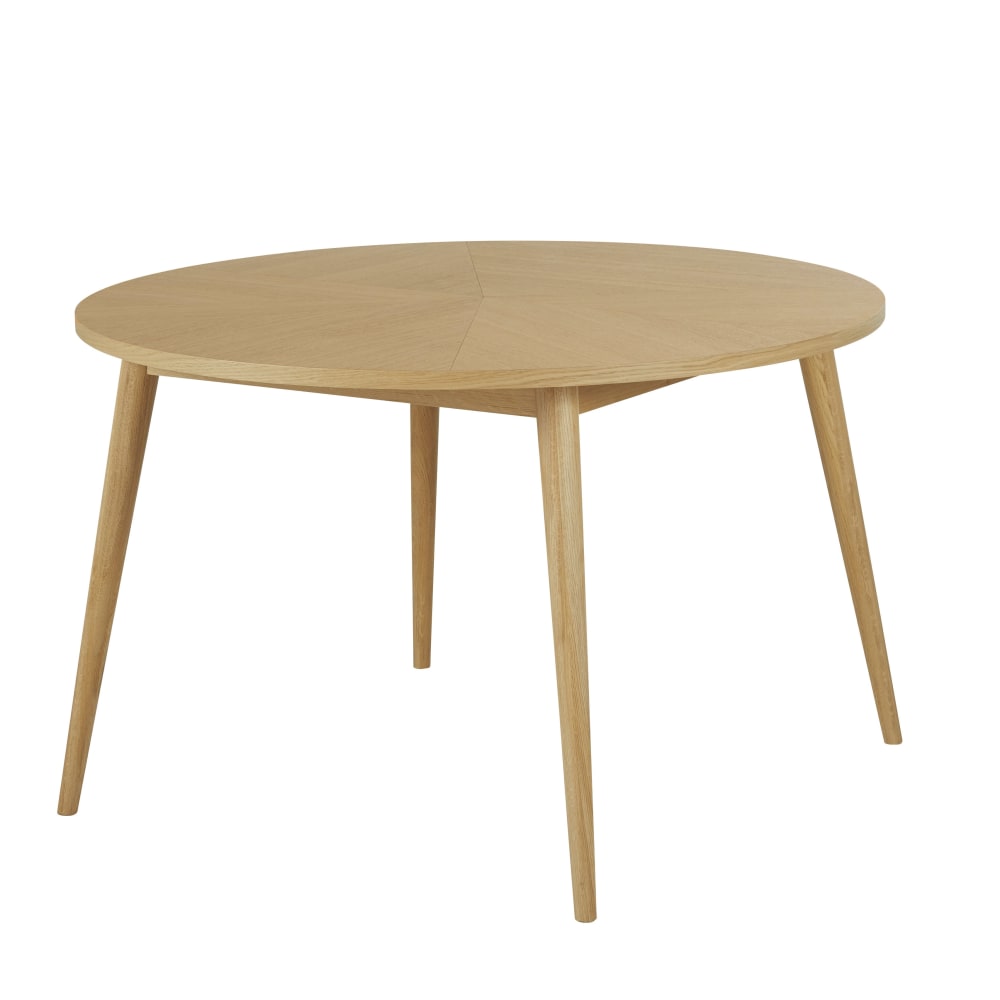 Table à manger ronde en chêne massif et placage chêne 4/6 personnes D120 — vue 3