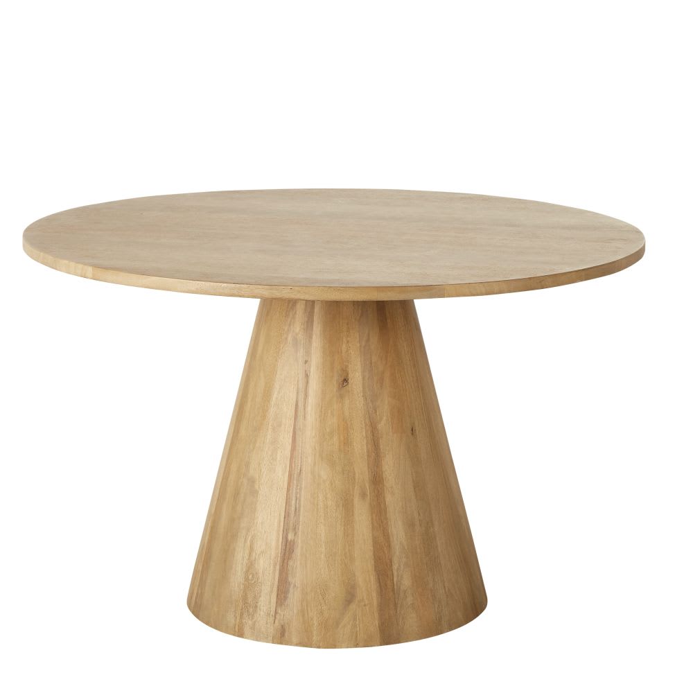 Table à manger ronde en manguier massif blanchi, ∅120 cm