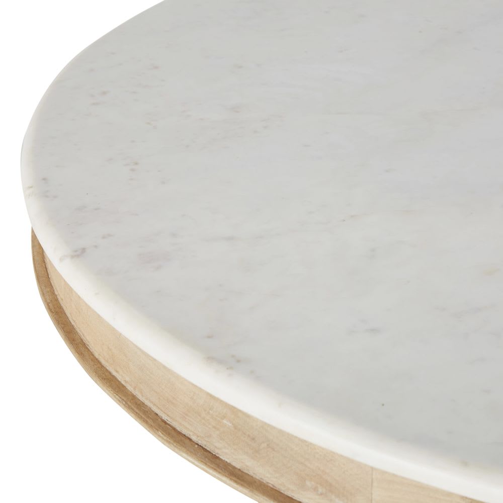 Table à manger ronde en marbre blanc 5/6 personnes D120 - Maisons du Monde