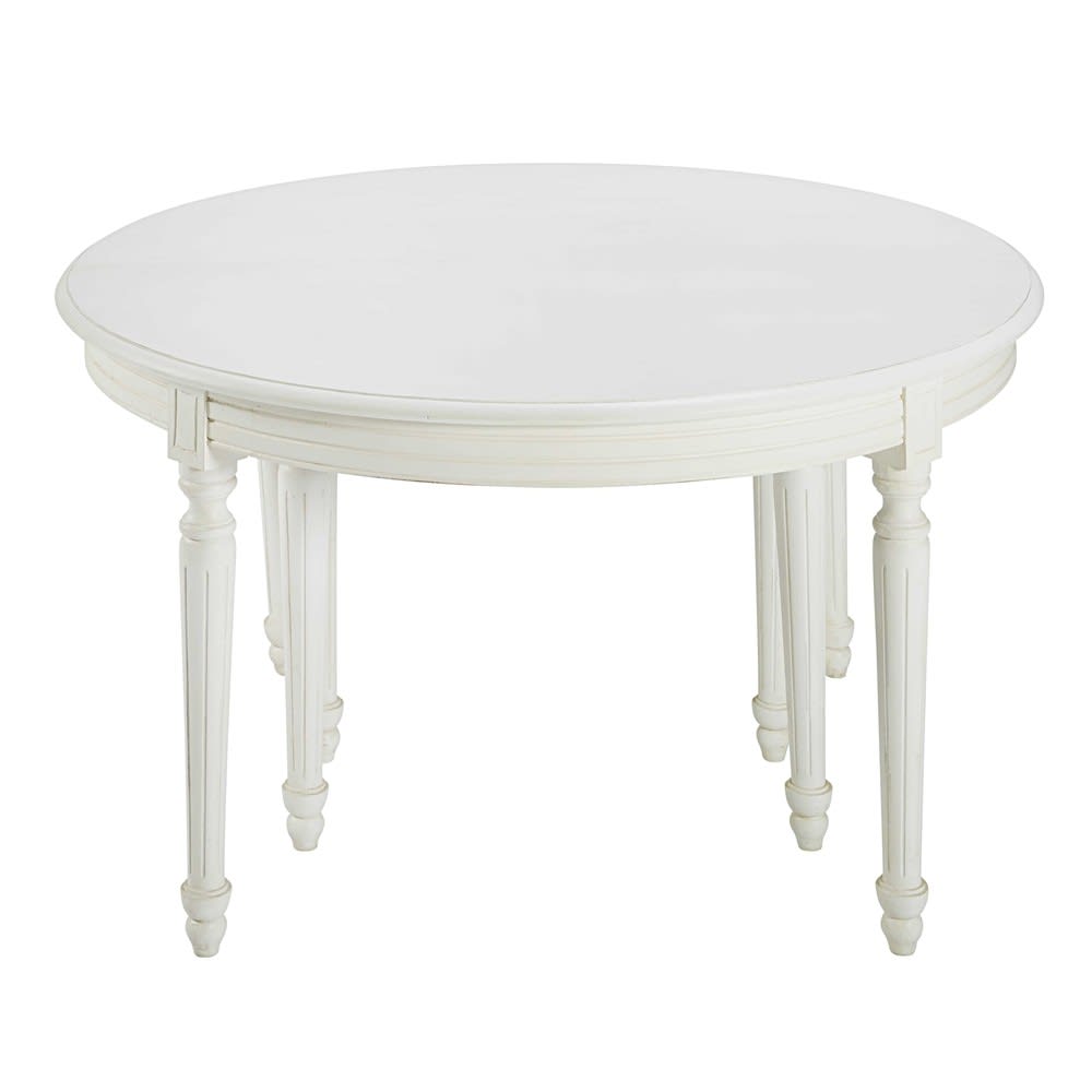 Table à manger ronde extensible 4 à 14 personnes en bouleau blanc L120/280