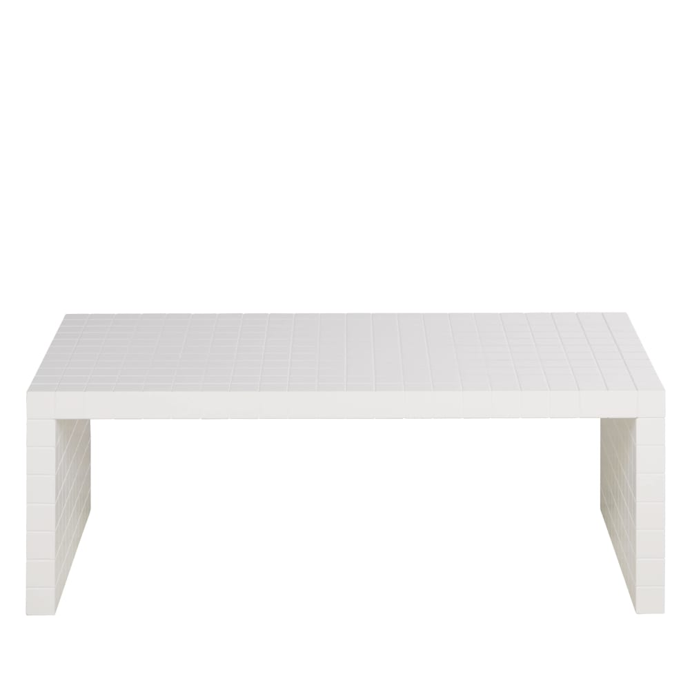 Table basse blanche à carreaux L110