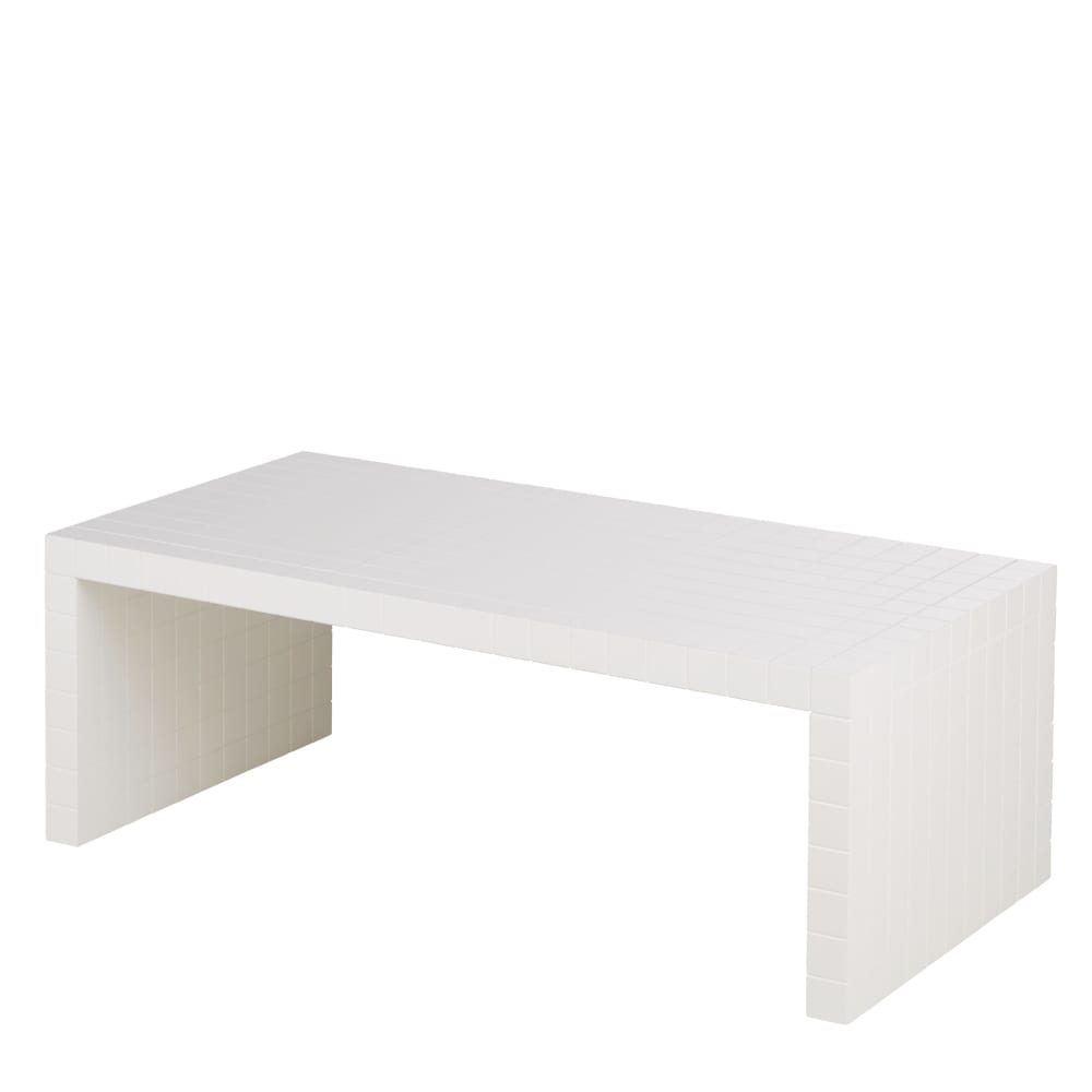 Table basse blanche à carreaux L110