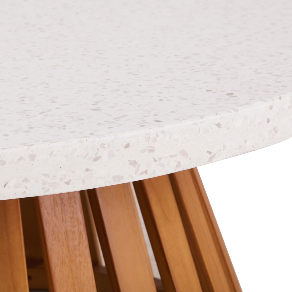Table basse d'extérieur professionnelle effet terrazzo et bois de teck - Maisons du Monde