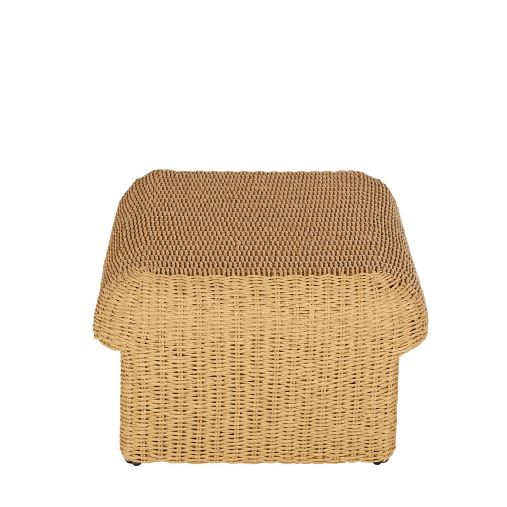 Table basse d'extérieur professionnelle en résine recyclée tressée beige L100 — vue 3