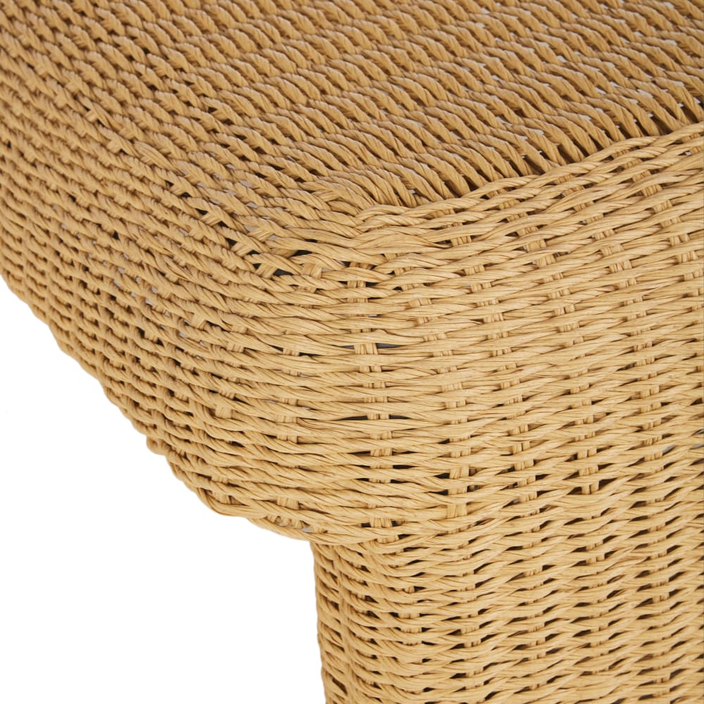 Table basse d'extérieur professionnelle en résine recyclée tressée beige L100 — vue 4