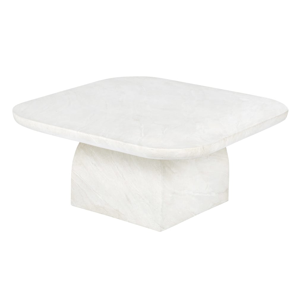 Table basse de jardin en béton imitation travertin beige L90 — vue 3
