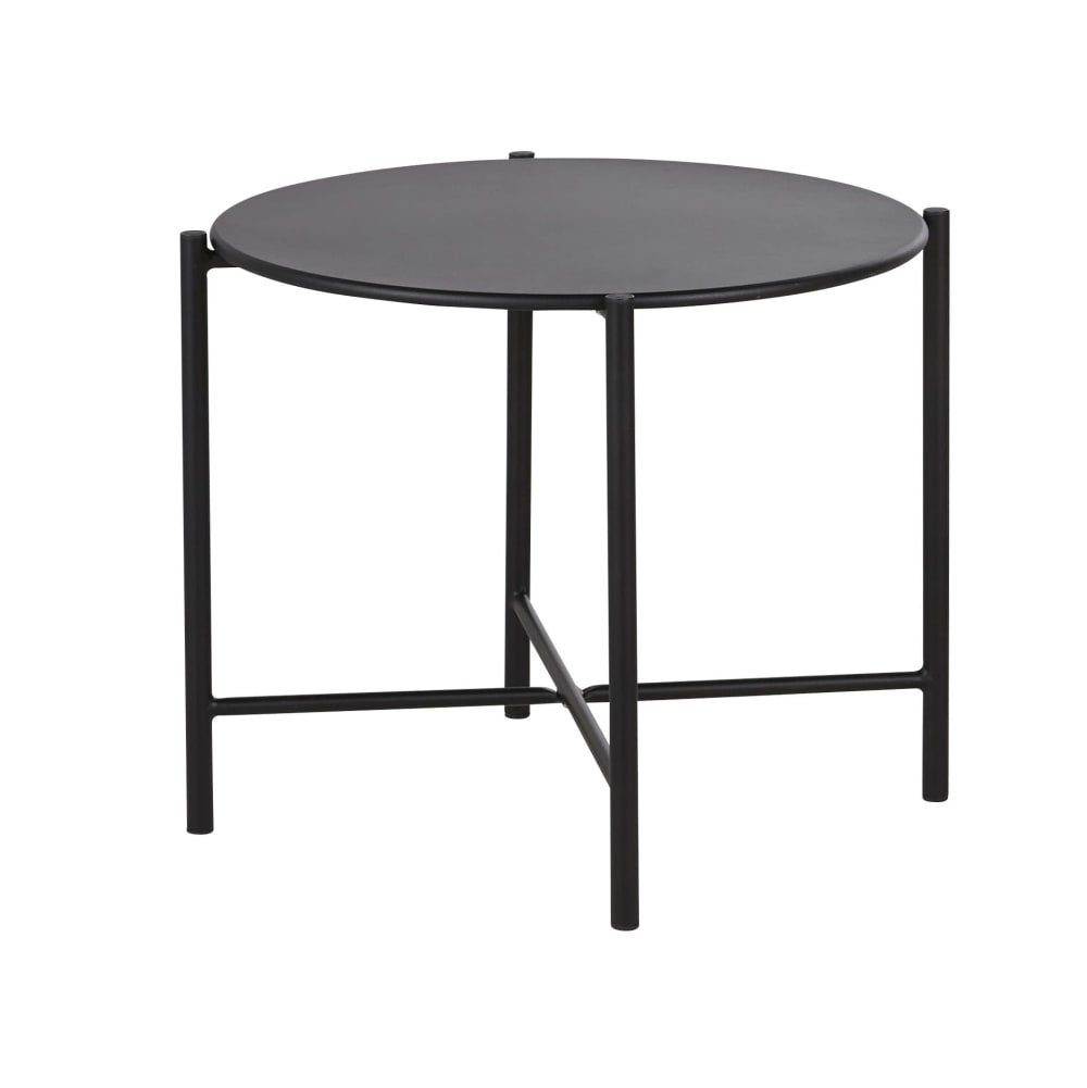 Table basse de jardin ronde en acier noir D50