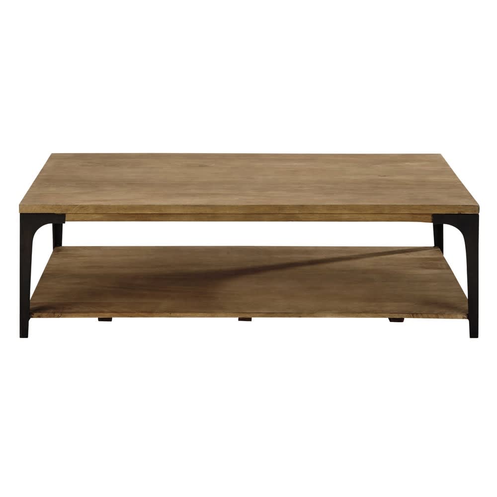 Table basse en manguier massif et métal L130