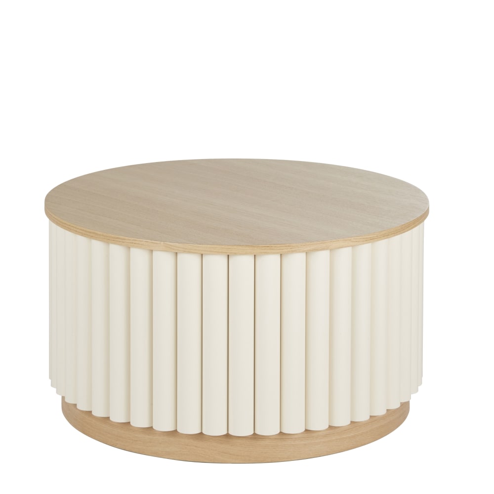 Table basse ronde effet rondins blancs, Ø80 cm