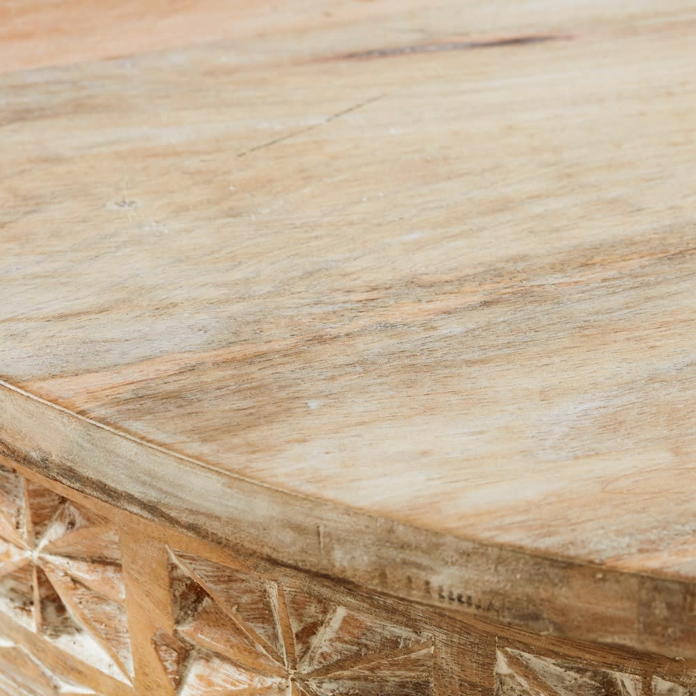 Table basse ronde en manguier massif sculpté D90 — vue 4