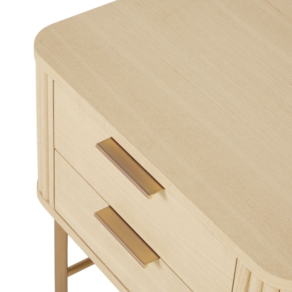 Table de chevet 2 tiroirs en métal coloris laiton — vue 4