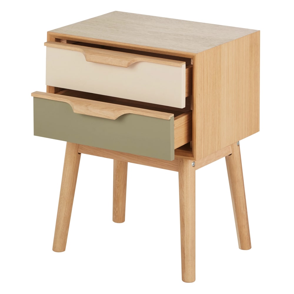 Table de chevet 2 tiroirs tricolore