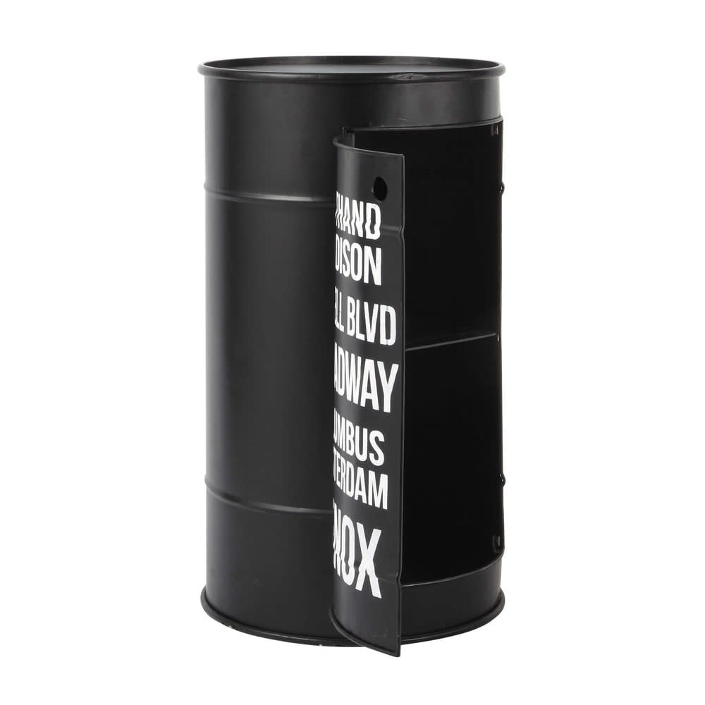 Table de chevet bidon en métal noire L 40 cm