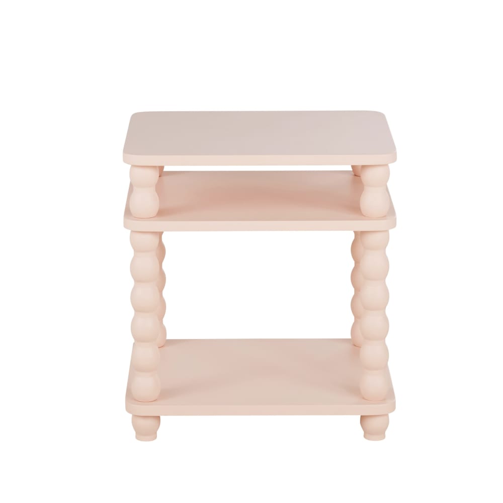 Table de chevet rose poudré et pied perlés
