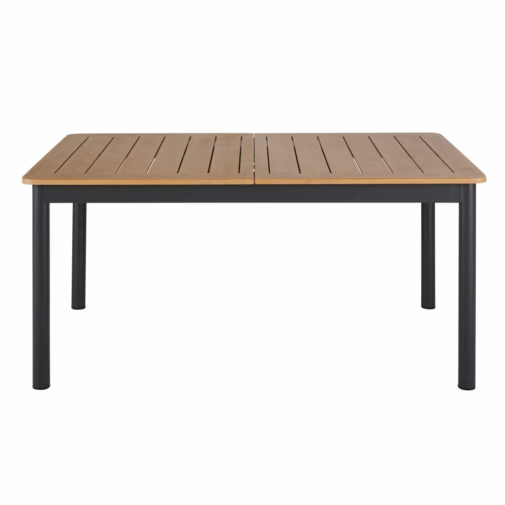 Table de jardin en aluminium imitation bois et gris anthracite 6/8 personnes L156/208