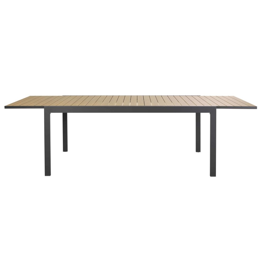 Table de jardin extensible en aluminium coloris imitation teck et gris anthracite 6/10 personnes L180/270 - Maisons du Monde