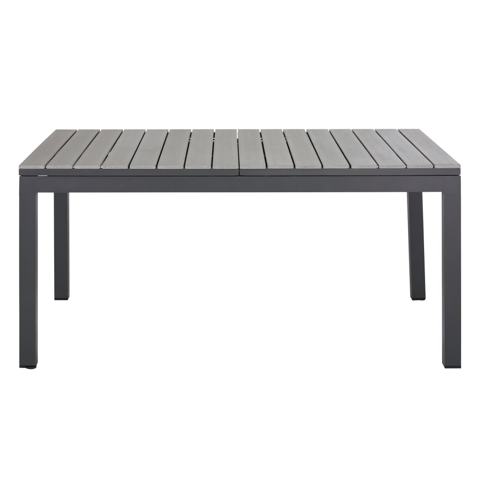 Table de jardin extensible en aluminium gris anthracite et composite effet bois gris clair 6/8 personnes L160/220