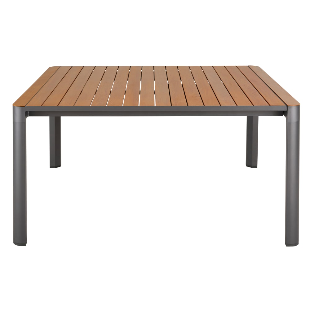 Table de jardin extensible en aluminium gris anthracite et imitation bois 8/10 personnes L150/210