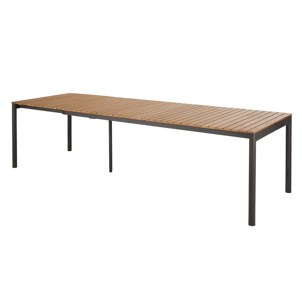 Table de jardin extensible en bois de teck et aluminium gris anthracite 12/14 personnes L230/330 — vue 3