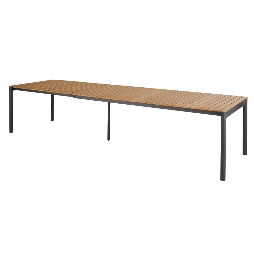 Table de jardin extensible en bois de teck et aluminium gris anthracite 12/14 personnes L230/330 — vue 4
