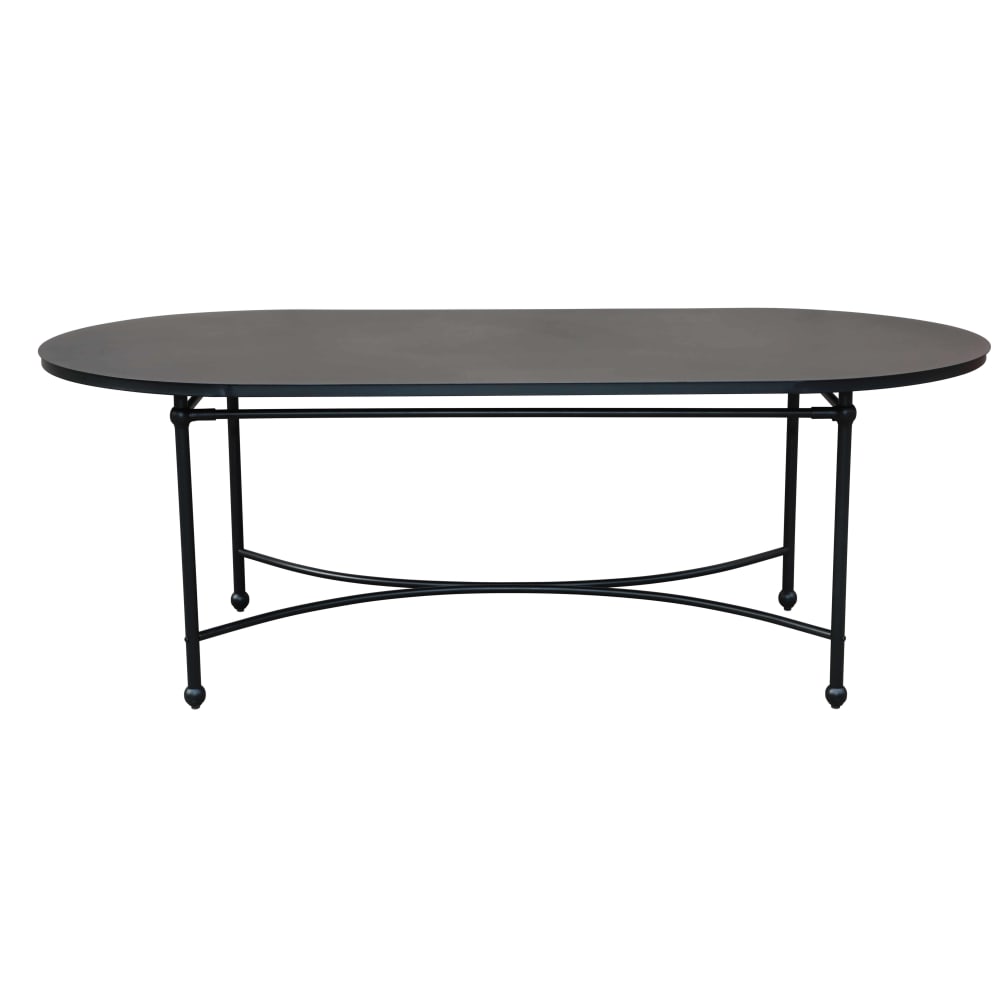 Table de jardin ovale en acier noir 8 personnes L210