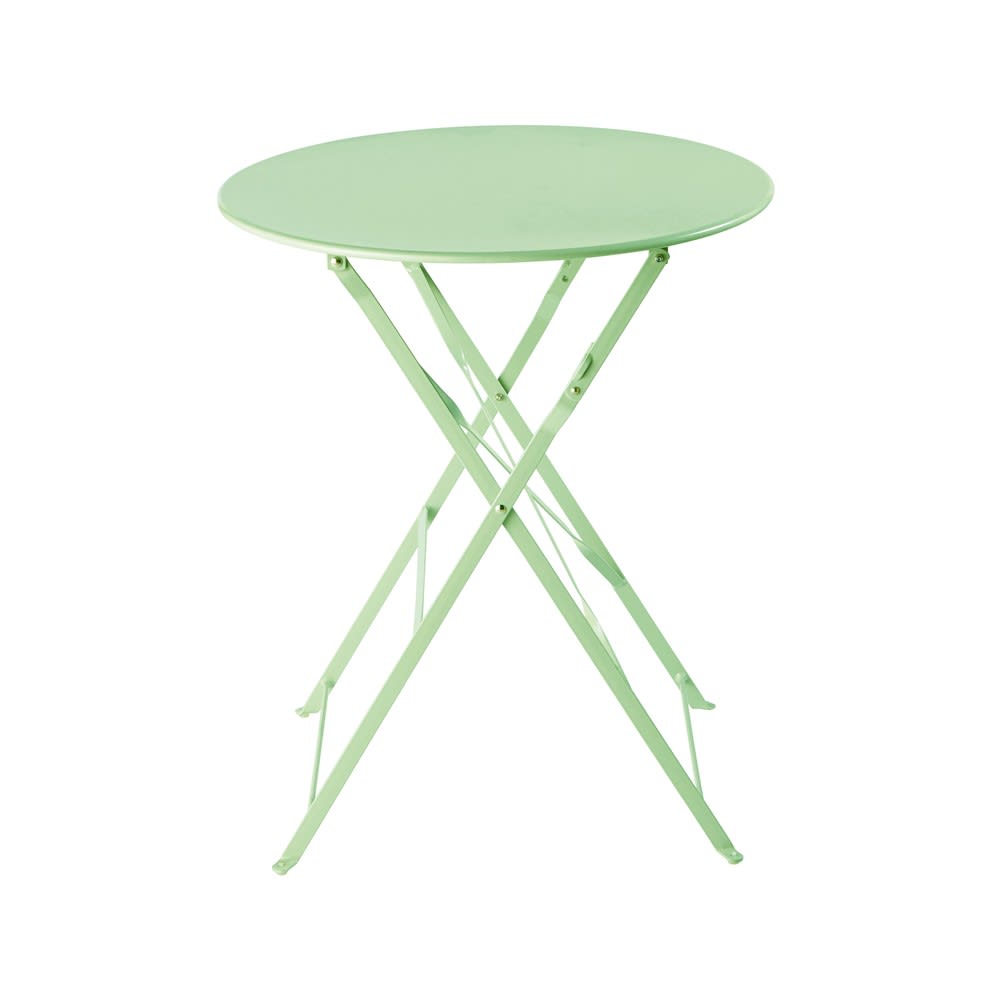 Table de jardin pliante en acier vert d'eau 2 personnes D60