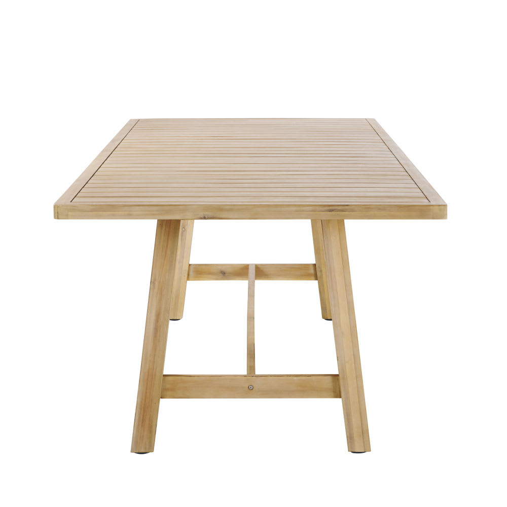 Table de jardin professionnelle en acacia imitation teck blanchi 6/8 personnes L230