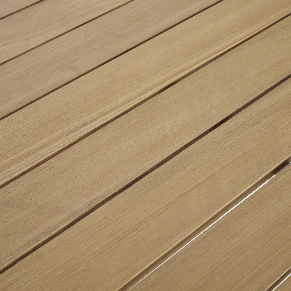 Table de jardin professionnelle en teck et métal blanc L75 — vue 4