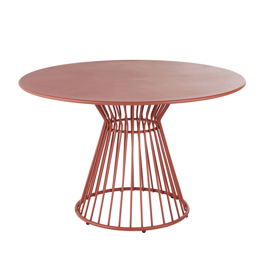 Table de jardin ronde en acier terracotta 4/6 personnes D120
