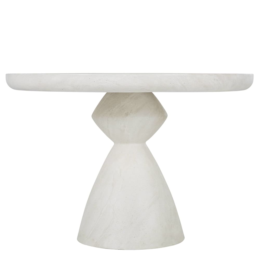 Table de jardin ronde en béton imitation travertin 4 personnes D110 - Maisons du Monde