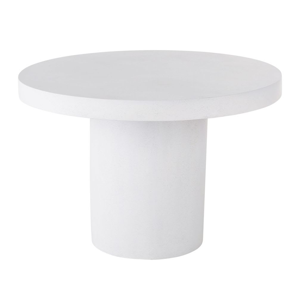Table de jardin ronde en composite effet béton écru 5 personnes D110