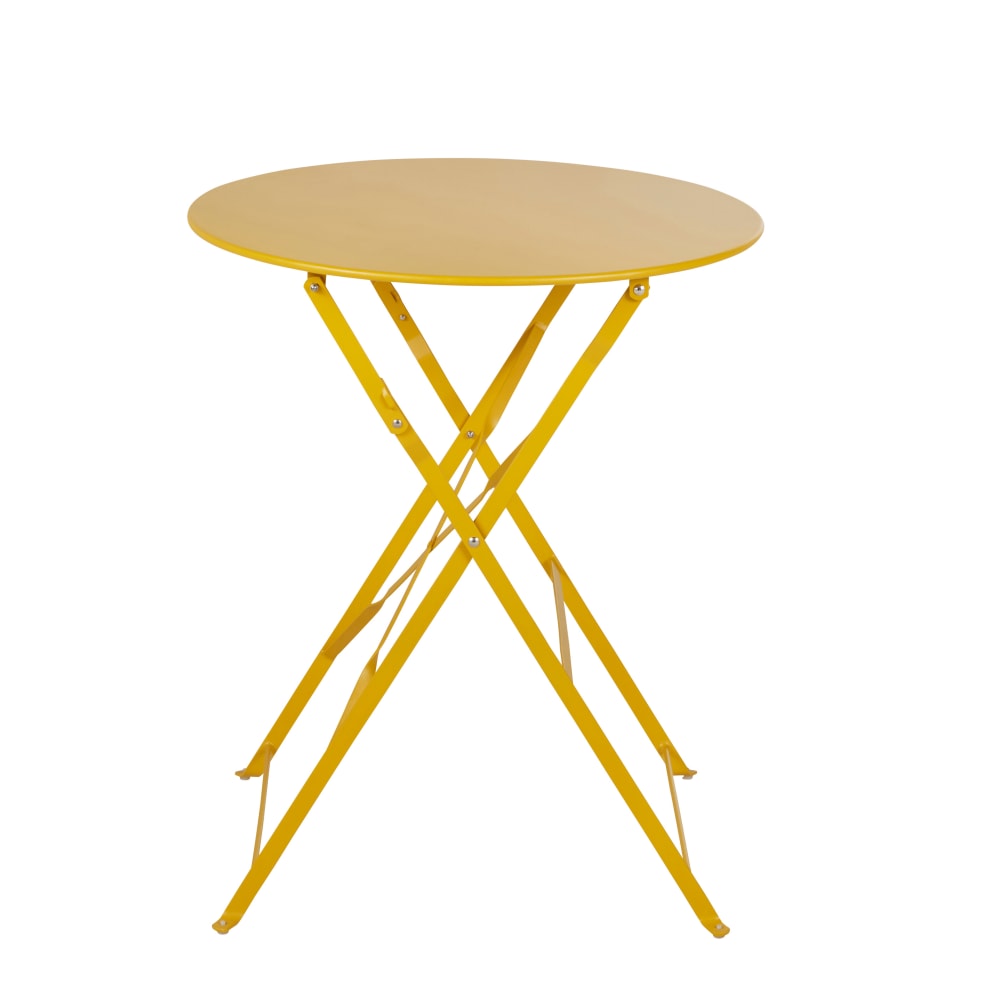 Table de jardin ronde pliable en acier jaune D60 Table de jardin ronde pliable en acier jaune D60