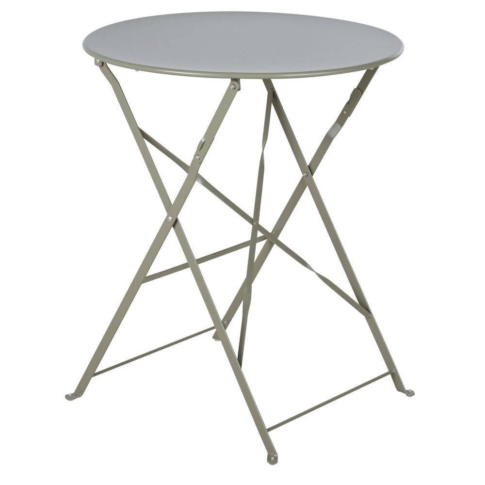 Table de jardin ronde pliante en acier vert kaki 2 personnes D60 - Maisons du Monde