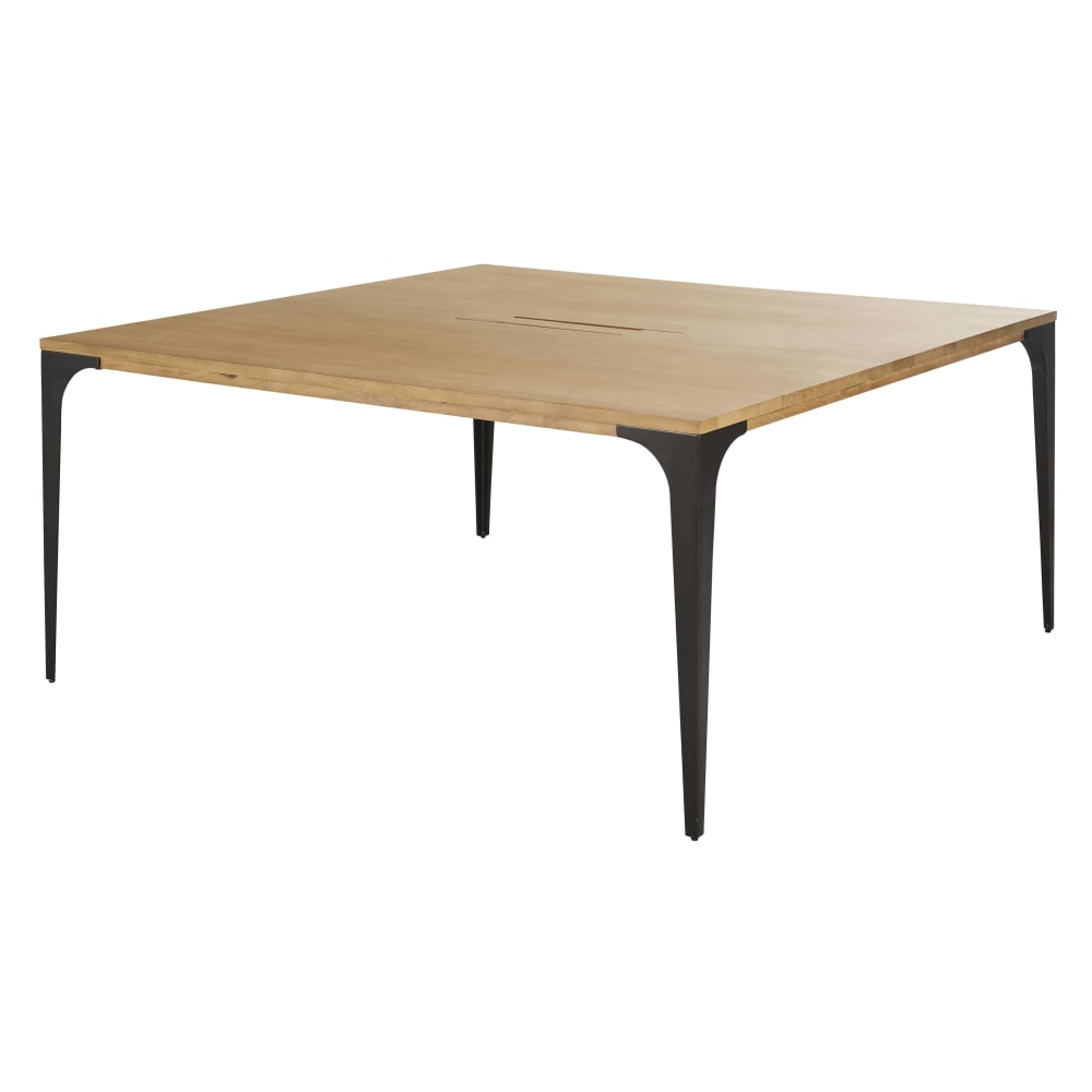 Table de réunion en manguier clair et métal grisé L160