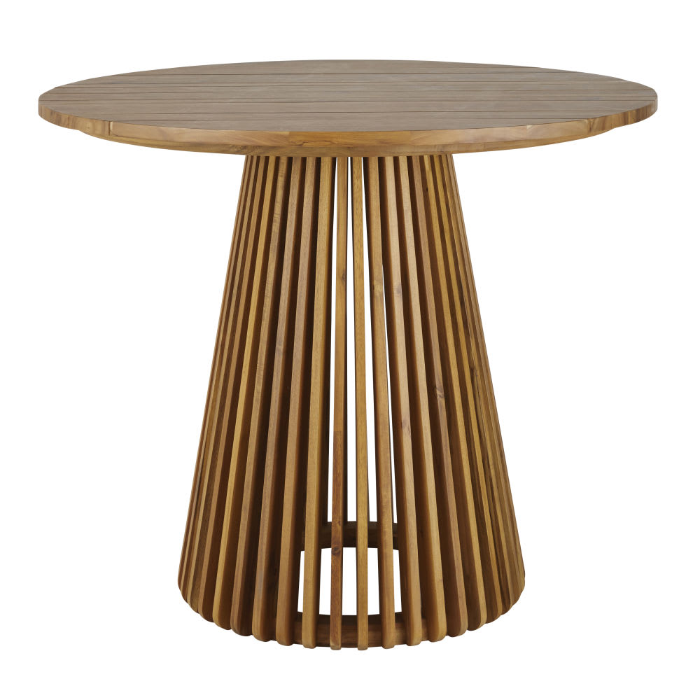 Table haute de jardin professionnelle ronde en acacia massif 6 personnes D120